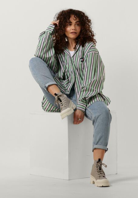 Gr&uuml;ne TOMMY JEANS Blusen TJW ULTRA OVERSIZED STRIPE SHIRT - large