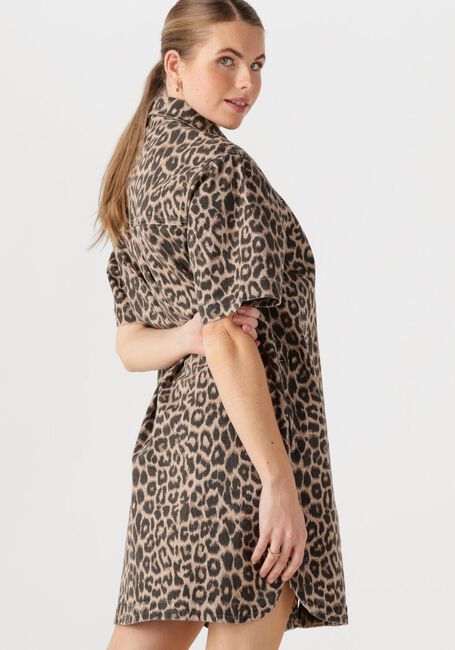 Braune CATWALK JUNKIE Minikleid DENIM DRESS WITH LEOPARD PATTERN - large