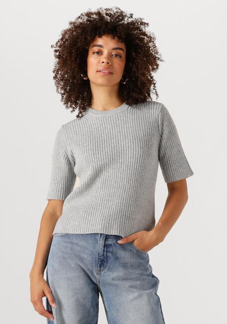 Graue OBJECT Pullover OBJELVA 2/4 RE O-NECK KNIT - large
