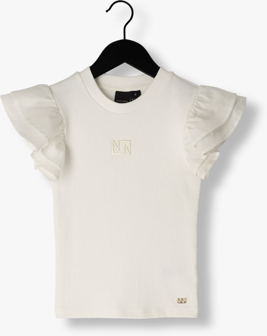 weiße nik & nik t-shirt volant sleeve rib t-shirt