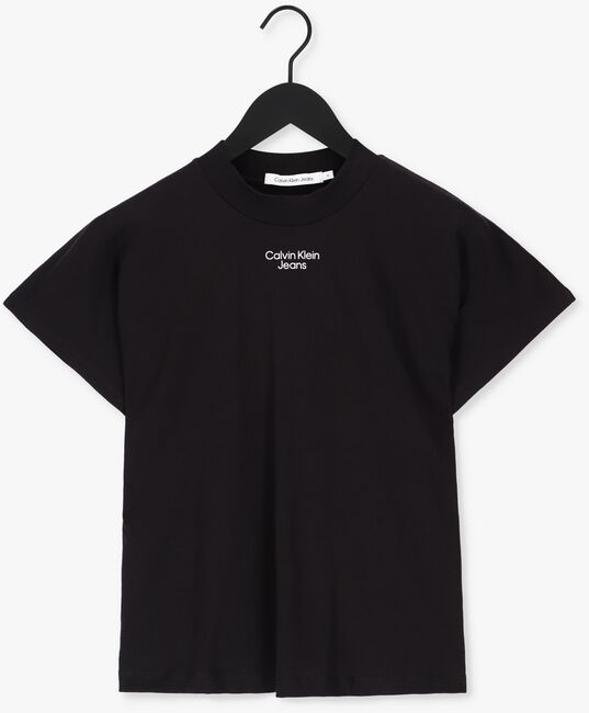 Schwarze CALVIN KLEIN T-shirt STACKED LOGO LOOSE TEE - large