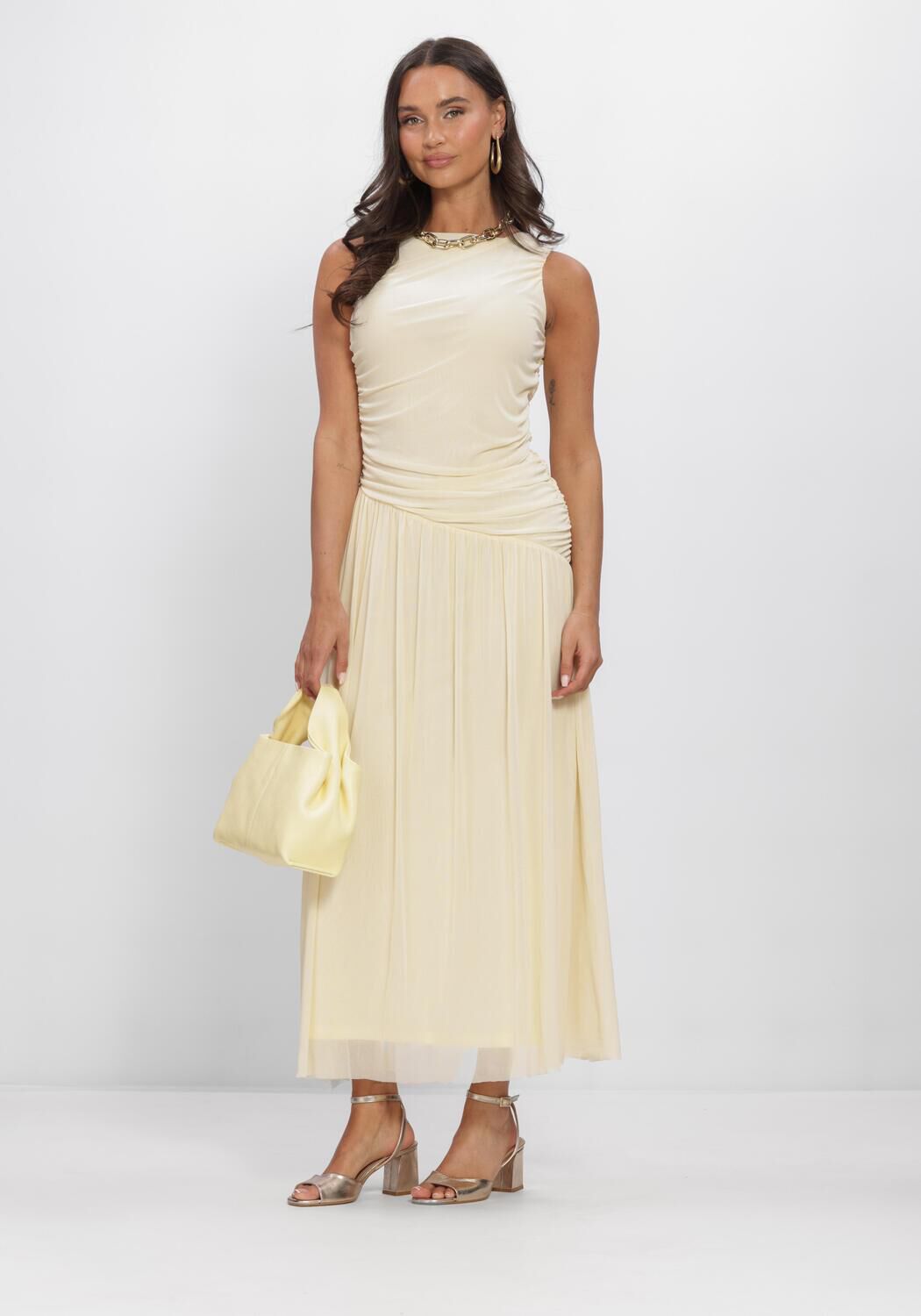 Gelbe NEO NOIR Maxikleid CLUDINE MESH DRESS - large