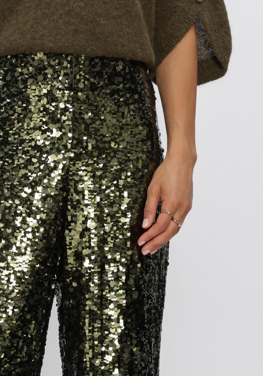 Gr&uuml;ne DANTE6 Weite Hose SALUZ SEQUINS PANTS - large