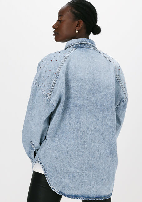 Blaue COLOURFUL REBEL Blusen TEDDY RINESTONES DENIMBLOUSE - large