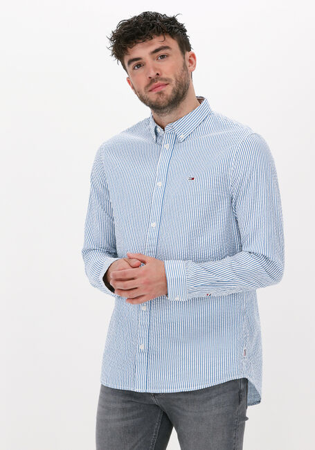 Blaue TOMMY JEANS Casual-Oberhemd TJM CASUAL STRIPE SHIRT - large