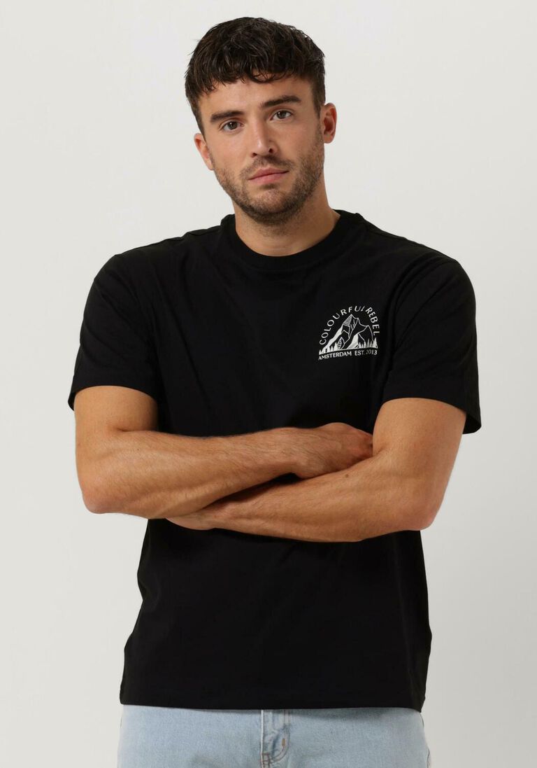 schwarze colourful rebel t-shirt mountain basic tee