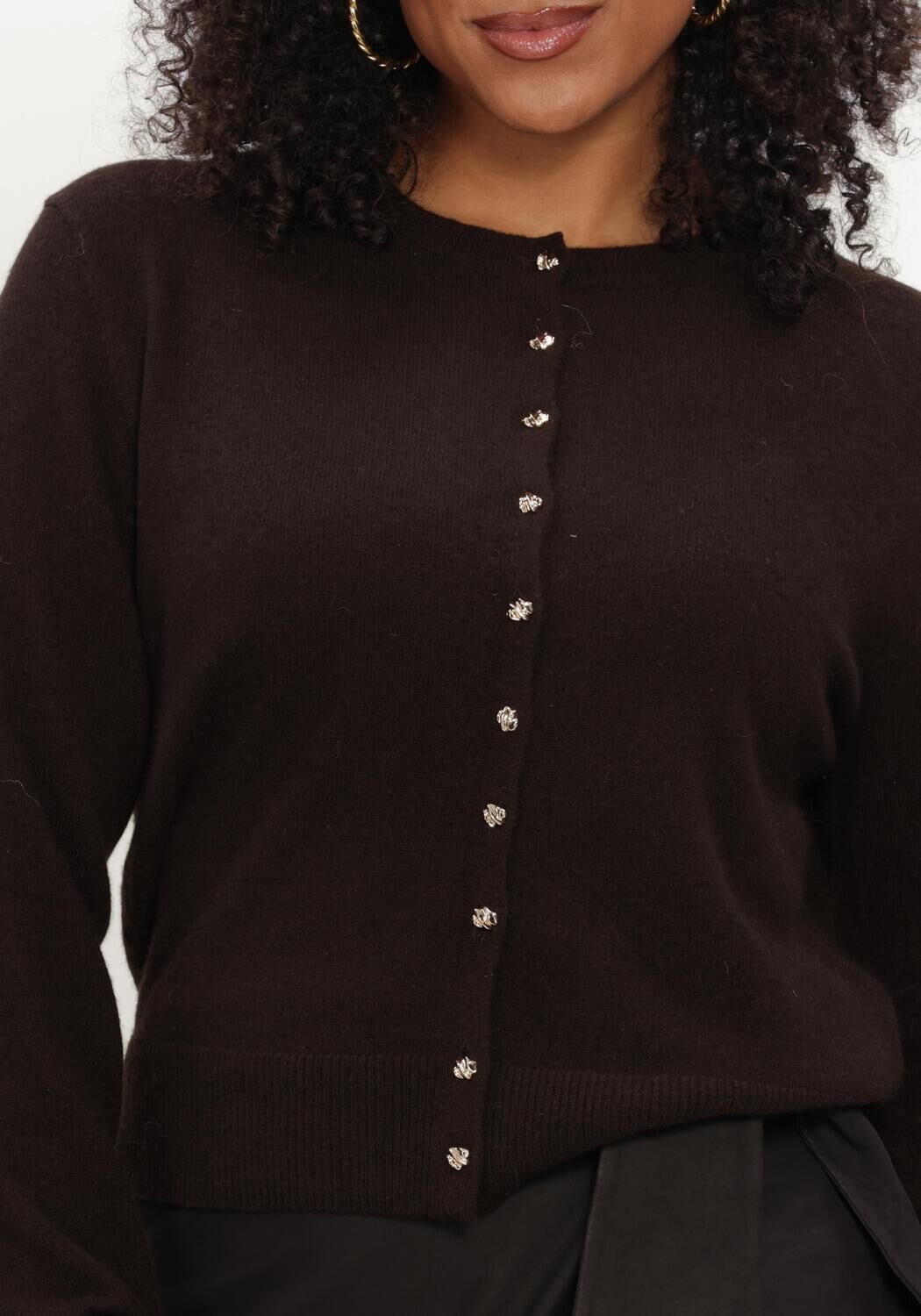 Braune LINA LOCCHI Strickjacke LL-BABETTA - large