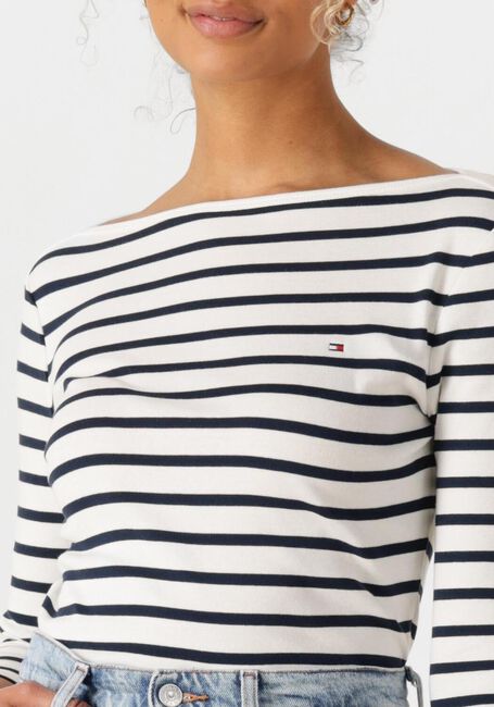 Weiße TOMMY HILFIGER T-shirt SLIM CODY BOAT-NK 3/4SLV - large