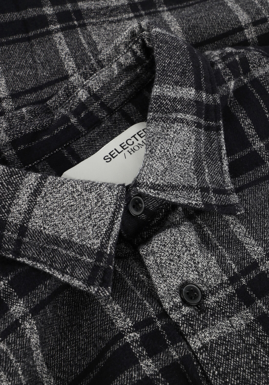 Schwarze SELECTED MEN Casual-Oberhemd SLHREG-OWEN FLANNEL MIX SHIRT - large