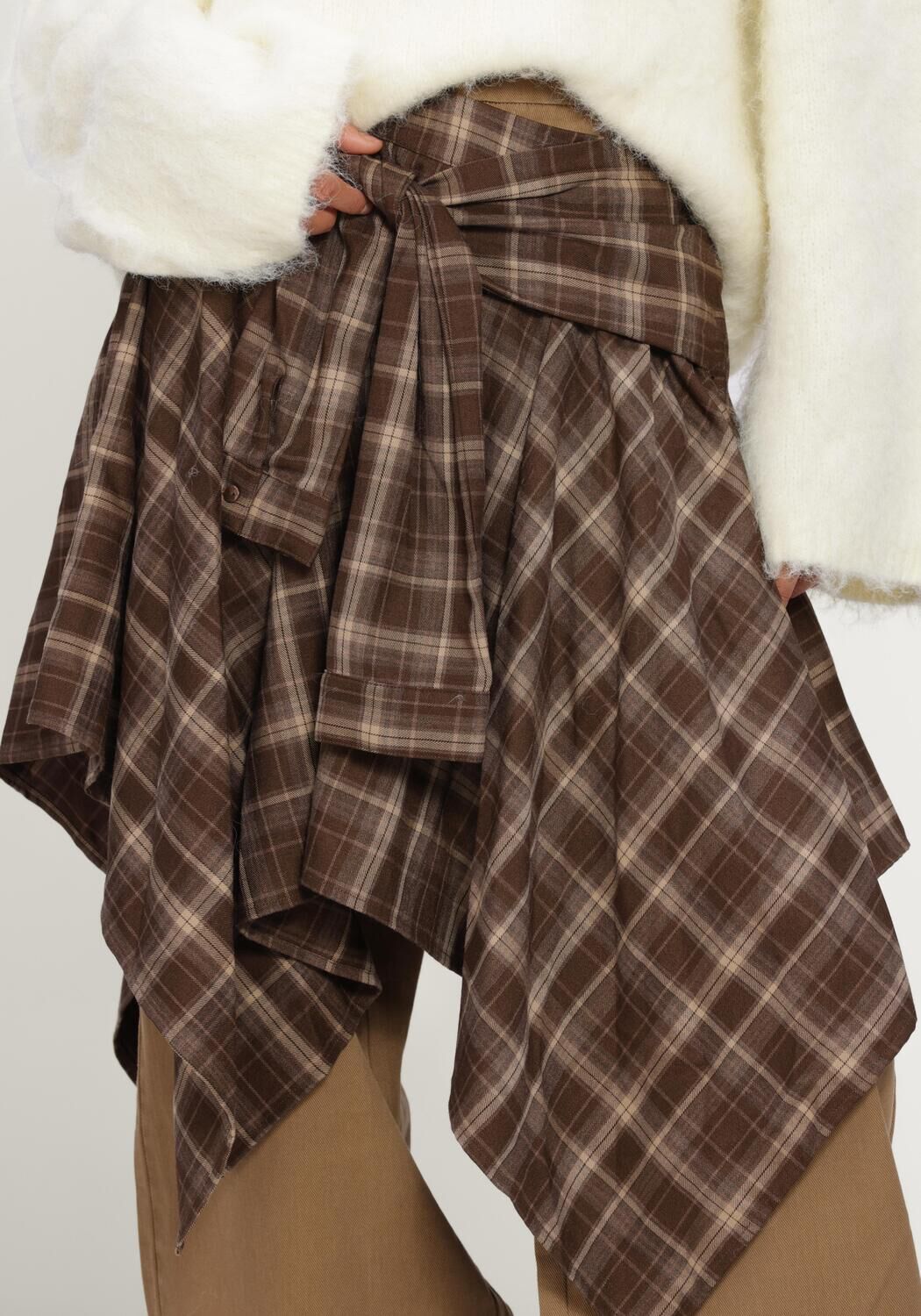 Braune CO'COUTURE R&ouml;cke DAGNYCC CHECK TIE SKIRT - large