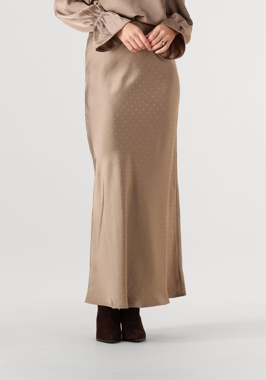 Beige NEO NOIR Maxirock VISO HEAVY SATEEN BEDAZ SKIRT - large