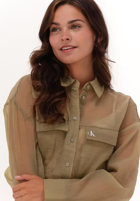 Grüne CALVIN KLEIN Blusen SHEER CHIFFON SHIRT - large