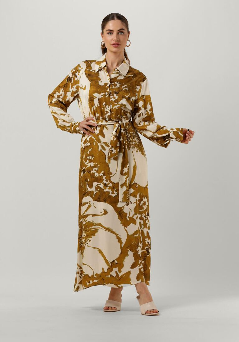 goldfarbene vanilia maxikleid printed dress