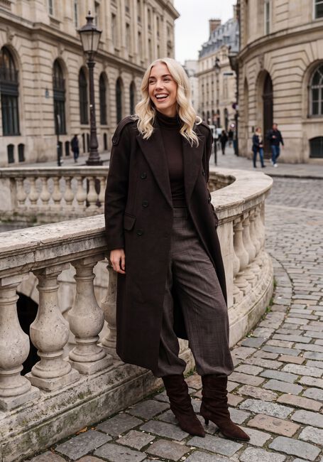 Braune HAUTE L'AMITI&Eacute; M&auml;ntel LIDA TAILOR WOOL COAT - large