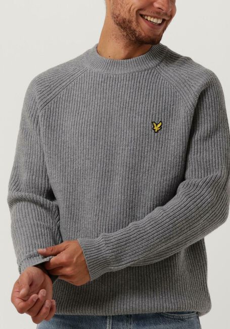 Graue LYLE & SCOTT Pullover SHAKER STITCH MOCK NECK JUMPER - large