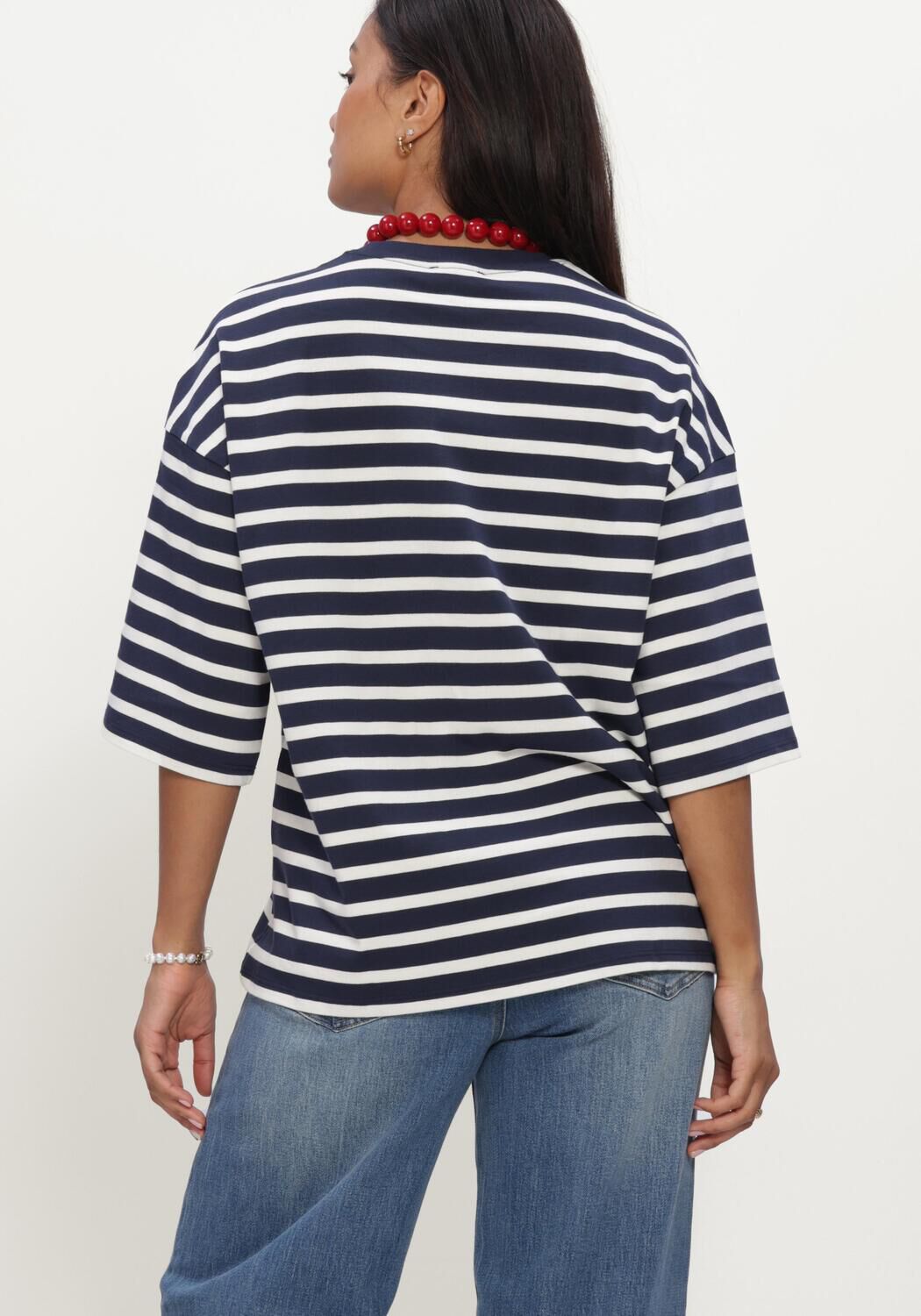 Blaue ALIX THE LABEL Tops & T-shirts LADIES KNITTED Y/D STRIPE T-SHIRT - large