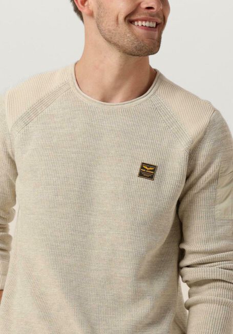 Beige PME LEGEND Pullover R-NECK COTTON RIB MELEE KNIT - large
