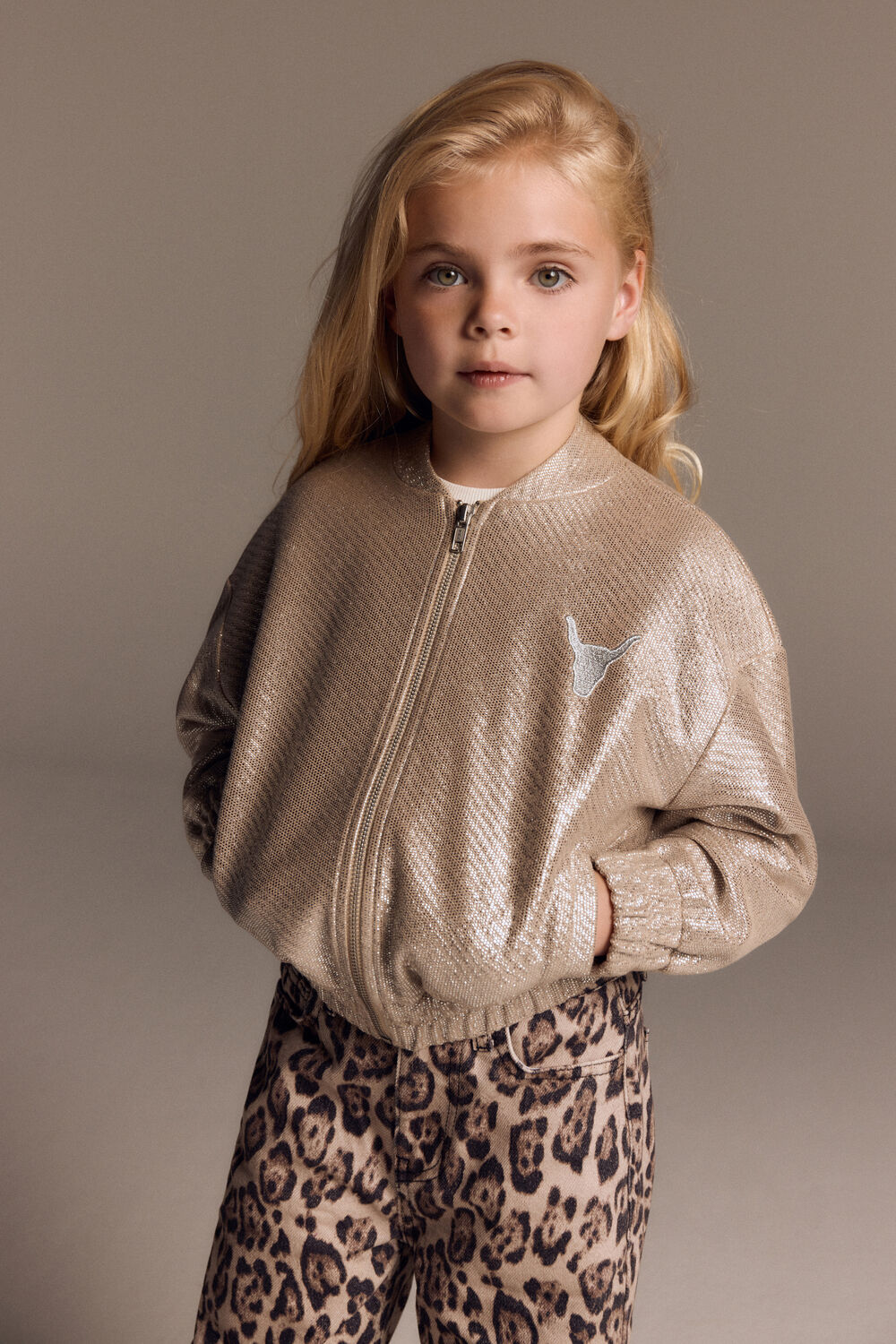 Goldfarbene ALIX MINI Jack KNITTED SILVER BOMBER - large