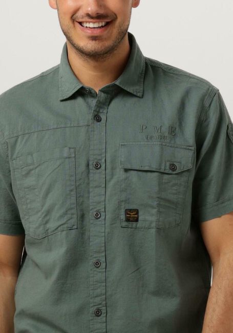 Grüne PME LEGEND Casual-Oberhemd SHORT SLEEVE SHIRT CTN LINEN CARGO WALKER - large