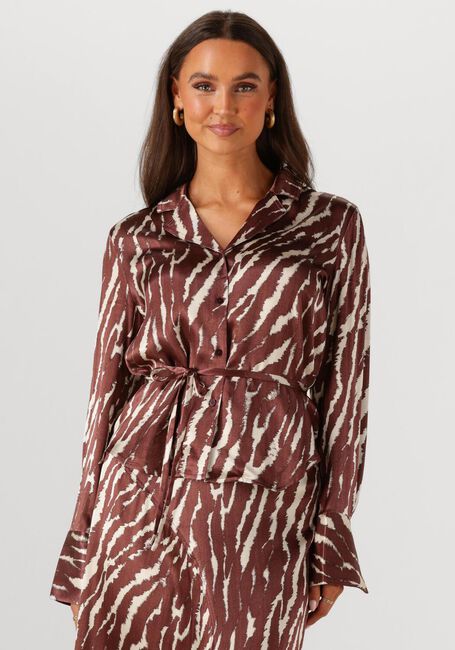 Braune ROUGE EDIT Blusen ROUSHIANA LS PRINTED RESORT COLLAR SHIRT - large