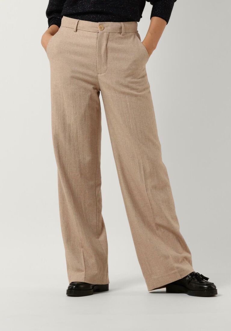 beige scotch & soda hose edie high rise wide-leg trousers in structured quality