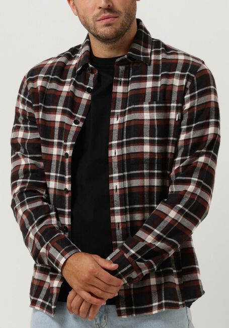 Braune CAST IRON Casual-Oberhemd LONG SLEEVE SHIRT BRUSHED YARN DYED CHECK - large