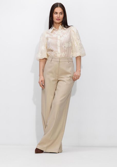 Ecru JANSEN AMSTERDAM Blusen PRIYA BLOUSE TE 773 SHORT PUFFED SLEEVE FLOWER EMBROIDERY - large