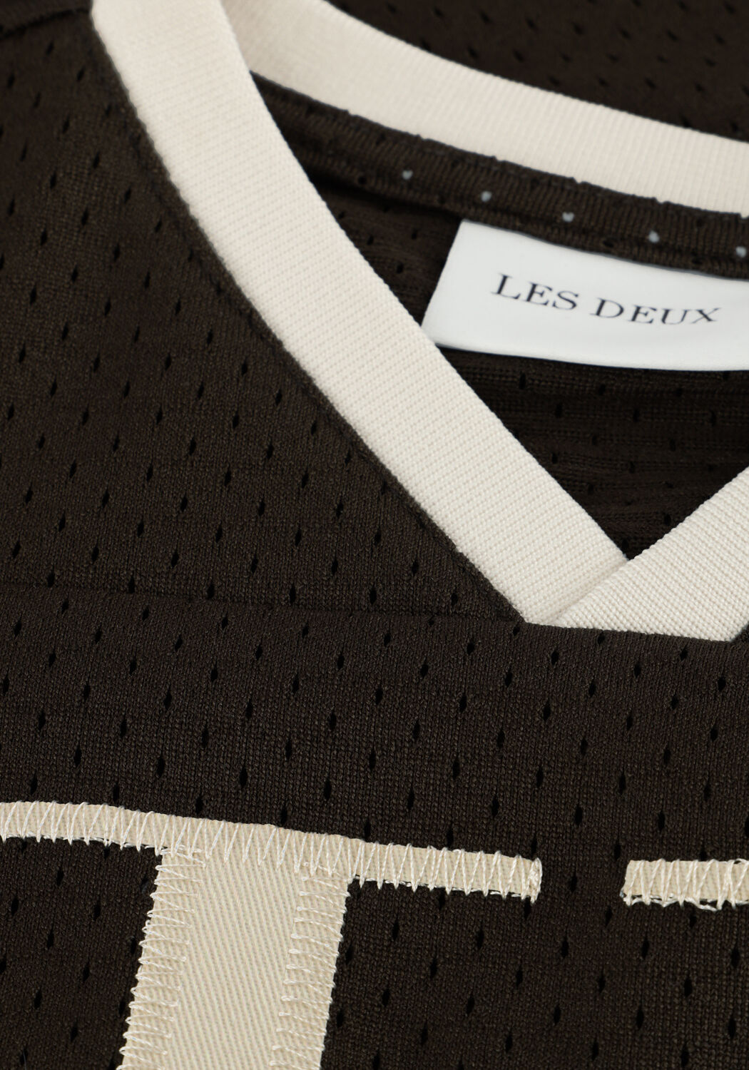 Braune LES DEUX Polo-Shirt BRONSON ENCORE MESH T-SHIRT - large