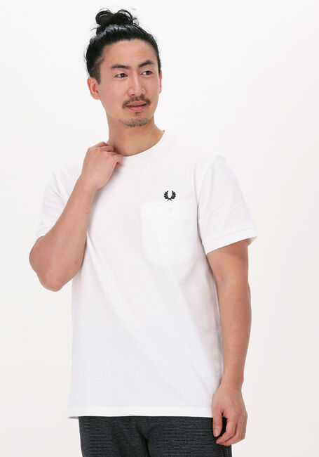Weiße FRED PERRY T-shirt POCKET DETAIL PIQUE SHIRT - large