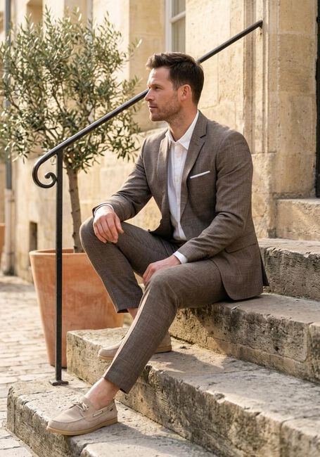 Braune SELECTED MEN Hose SLHSLIM-OASIS LINEN TRS NOOS - large