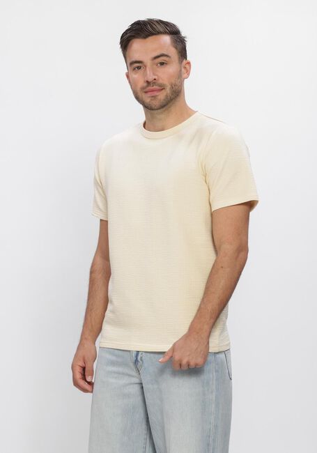 Beige SELECTED MEN Polos & T-Shirts SLHSANDER SEERSUCKER SS O-NECK  TEE - large