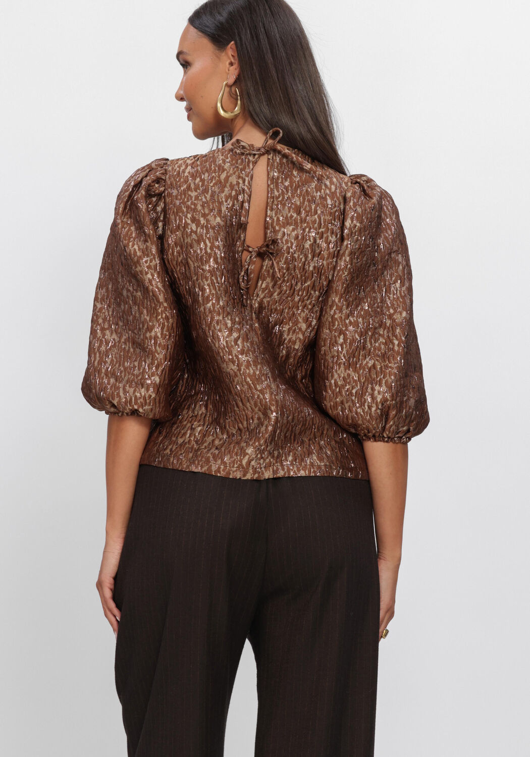 Braune BY-BAR Blusen JET SPARKLE CHEETAH BLOUSE - large