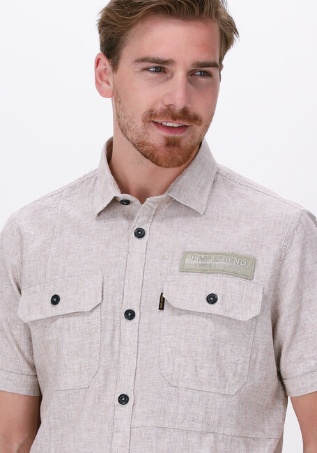 Beige PME LEGEND Casual-Oberhemd SHORT SLEEVE SHIRT CTN LINEN FIL A FIL - large