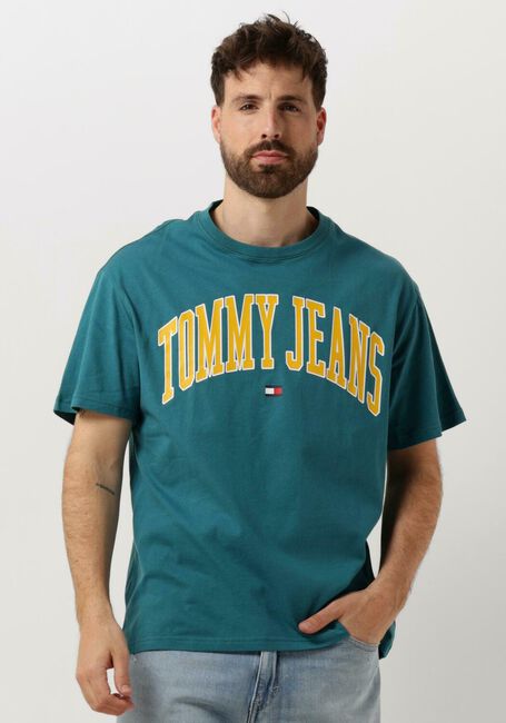 Grüne TOMMY JEANS T-shirt TJM REG POPCOLOR VARSITY TEE - large