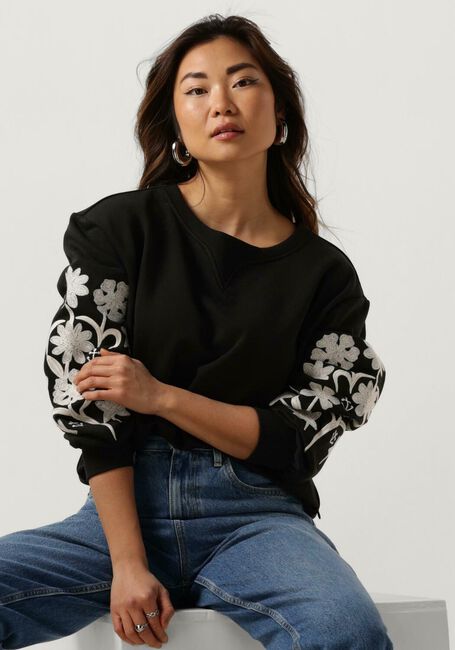 Schwarze SCOTCH & SODA Pullover EMBROIDERED SLEEVE SWEATSHIRT - large