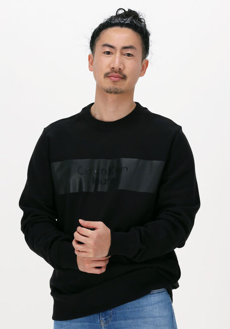 Schwarze CALVIN KLEIN Sweatshirt BLOCKING INSTITUTIONAL CREW NECK - large