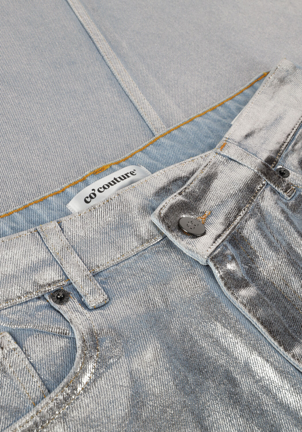 Hellblau CO'COUTURE Maxirock FOIL DENIM SKIRT - large