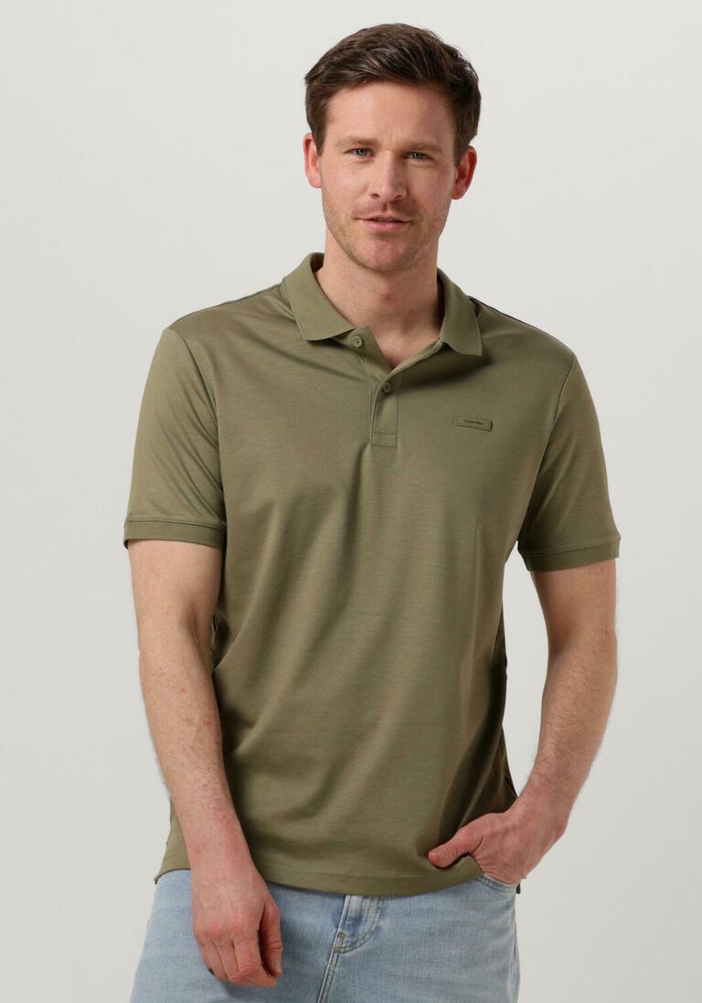khaki calvin klein polo-shirt smooth cotton slim polo