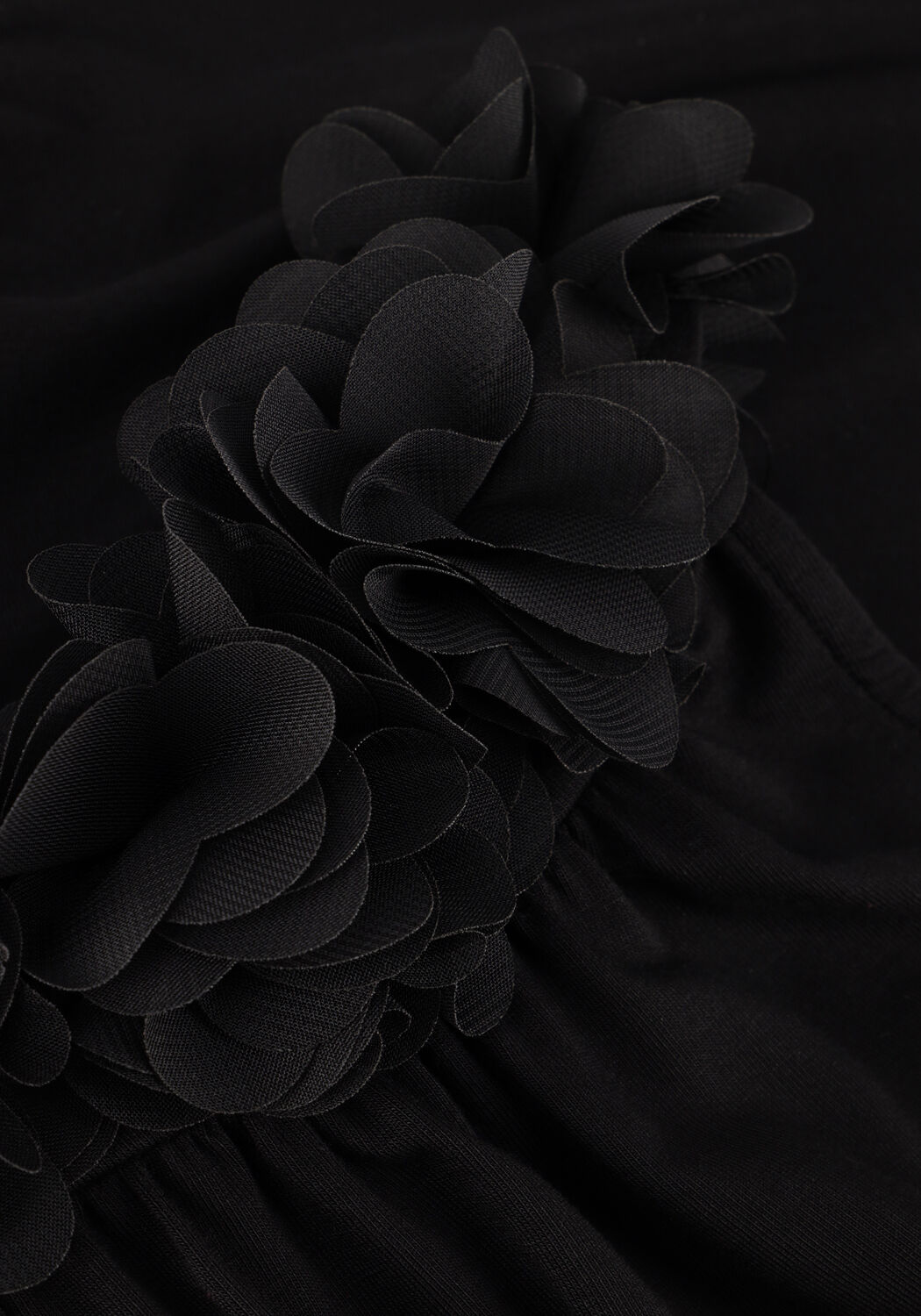 Schwarze JANSEN AMSTERDAM Top TC356 SINGLET WITH FLOWERS AT NECKLINE - large