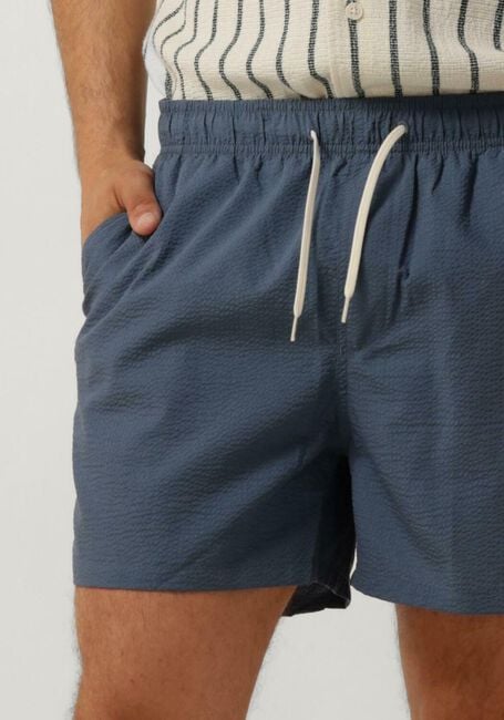 Blaue SELECTED HOMME Badehosen SLHCOOPER SEERSUCKER SWIMSHORTS - large