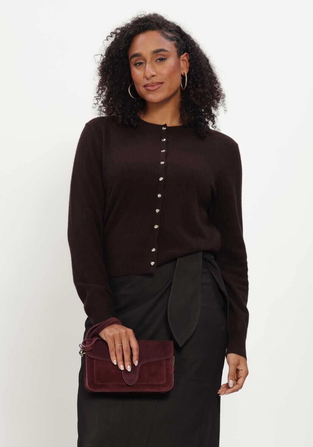Braune LINA LOCCHI Strickjacke LL-BABETTA - large