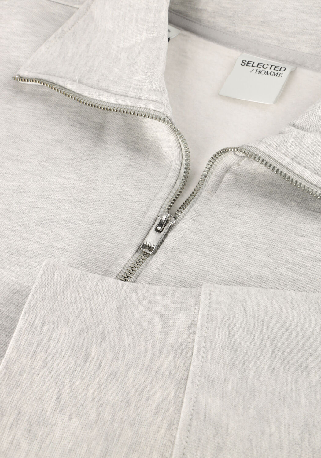 Hellgrau SELECTED MEN Pullover SLHRELAXARON LS HALF ZIP SWEAT - large