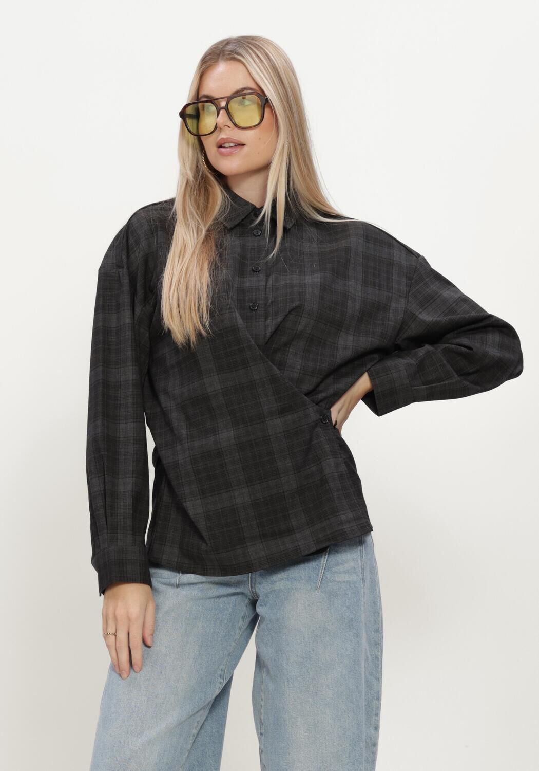Anthrazit OBJECT Blusen OBJDIENA L/S RE SHIRT - large