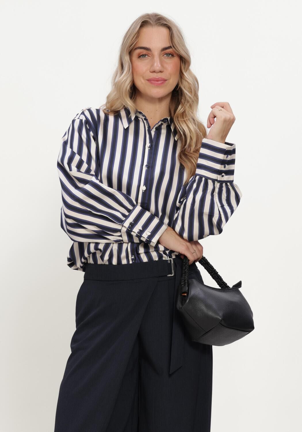 Blaue SUMMUM Blusen BLOUSE STRIPE SATIN - large
