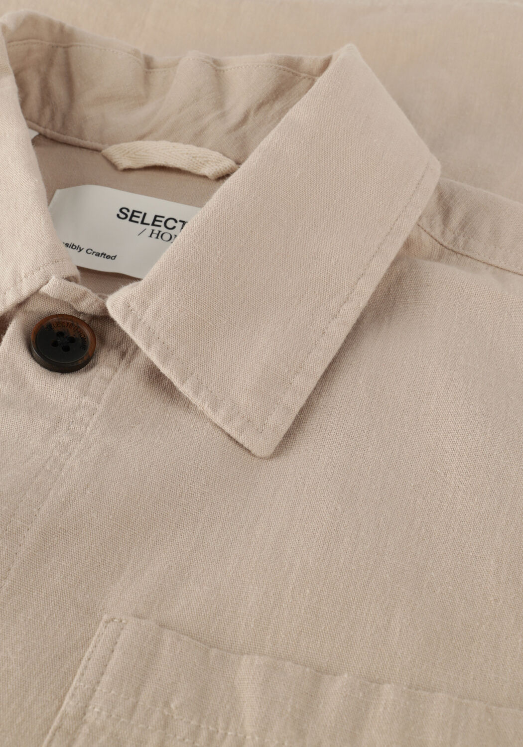Sand SELECTED MEN Overshirt SLHLOOSEBLAS-LINEN OVERSHIRT - large