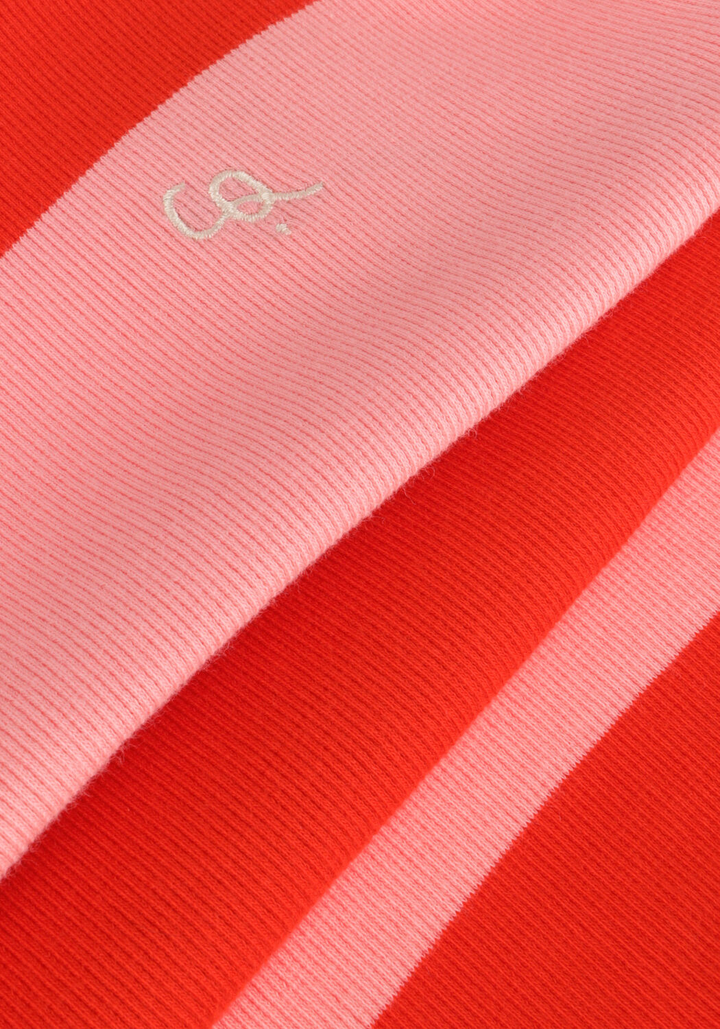 Rosane CARLIJNQ Pullover STRIPES RED+PINK - TURTLENECK LONGSLEEVE RUFFLED - large