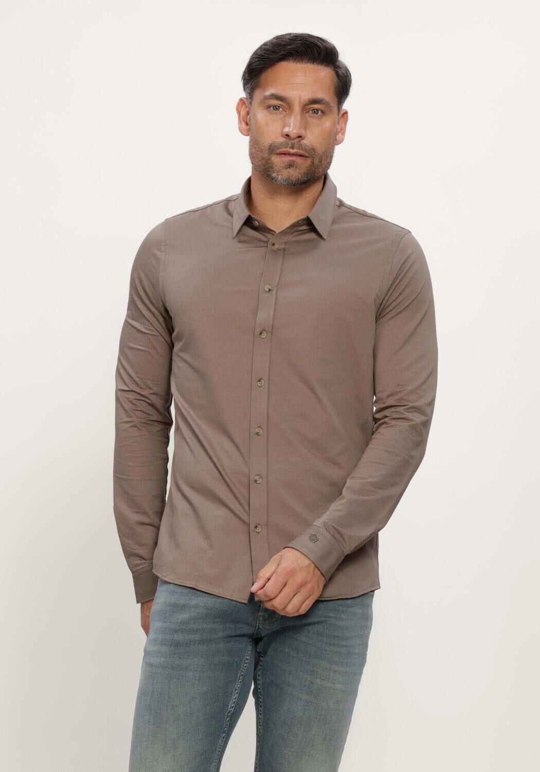 Taupe CAST IRON Klassisches Oberhemd LONG SLEEVE SHIRT TWILL JERSEY - large