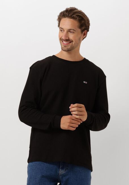 Schwarze TOMMY JEANS Pullover TJM REG WAFFLE L/S TEE - large