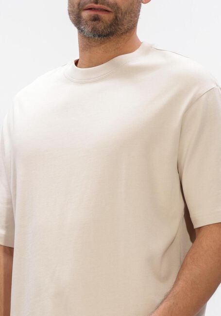 Beige SELECTED MEN T-shirt SLHRELAXASPEN 2-PLY SS O-NECK NOOS - large