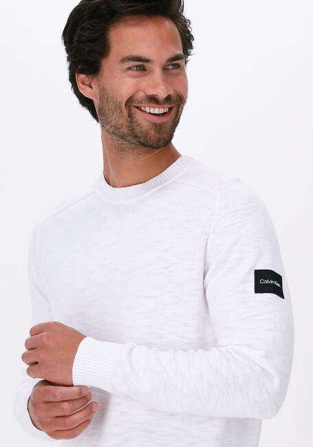 Weiße CALVIN KLEIN Pullover SLUB TEXTURE SWEATER - large